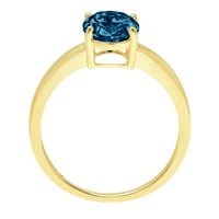 Vjenčani prsten od prirodnog londonskog plavog topaza ovalnog reza od 2,0 karata u žutom zlatu od 14 karata, veličine