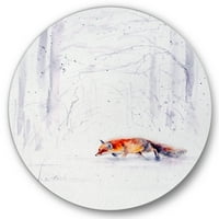 Crveni za trčanje u bijelom snijegu u selu II slikanje umjetničkih otisaka
