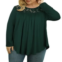 Ženske plus veličine vrhove košulje s dugim rukavima od čipkastih košulja protočne tunike ležerne meke majice
