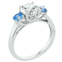 Jay Heart dizajnira sterling srebrno bijelo i fantastično plavo simulirano bijeli dijamant Tri kameni prsten