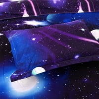 Jedinstvene ponude, 3D Galaxy Duvet pokrivač za posteljinu s jastučnicama tamno ljubičasto blizance, ljubičasta,