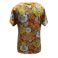 Slatki vrhovi za žene Ljetni klirens kratki rukavi casual v vrat cvjetni tiskani v vratni majice gornje trendovske