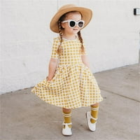 Slatka ljetna haljina za djevojčice, pamučna igraća haljina s kratkim rukavima, žuta, 4 do 5 godina