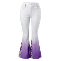 Rasprodaja A. M. modne ženske lepršave hlače visokog struka s labavim džepovima na vezanje, rastezljive traperice