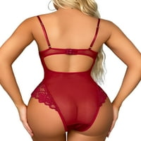 Frontwalk Women Donje rublje čipkasti bodysuit cvjetni klub za spavanje mini noćna odjeća duboka v babydoll vino