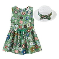Dječja haljina za djevojčice proljeće-ljeto cvjetni šešir bez rukava princeza haljina odjeća za djevojčice