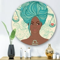 Designart 'Portret Afroamerikanke s plavom kosom I' Moderni krug metal zidne umjetnosti - disk od 23 godine