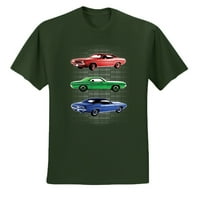 Wild Bobby, crveno plavo zeleno Dodge Challenger Auto, automobili i kamioni, Men Graphic Tee, Forest Green, Srednji