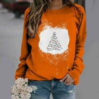 Ženska casual posada vrat Postupna boja božićno drvce kreativni tisak dugi rukav labav pulover dukvica zima modna