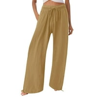 Ženske hlače ženske ležerne labave hlače udobne radne hlače s džepovima elastične papirne vrećice s visokim strukom