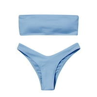 Wendunide kupaći kostim Žene Ženske bikini s visokim strukom Kontrola trbuha s dva kupaća kostima plava l