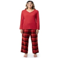 Plod tkalaca žena izvan mekog vrha vafle dugih rukava i flanela donje pidžame, S-4x