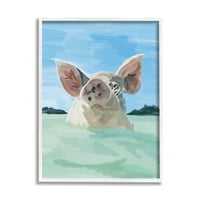 Apstraktna svinja plutajuća životinja životinje i insekti slikanje u bijelom okviru umjetnički tisak zidna umjetnost