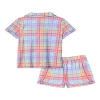 Pidžama Set za spavanje s prednjim gumbom za djevojčice, 2 komada, veličine 4 I Plus