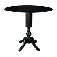Okrugli stol od punog drveta u crnoj boji s dva preklopa visoka 42 inča od ae
