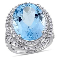 Miabella ženska karat ovalna rezana nebo plava topaz karat dijamant 14kt bijelo zlato koktel prsten