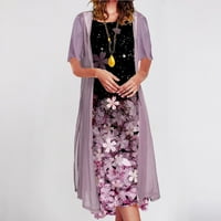 Haljine za žene, Plus veličina, šifonska Haljina Bez rukava s cvjetnim uzorkom, Okrugli vrat, Mini, uklopljeni