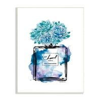 Studell Home Decor akvarel modne parfemske boce s plavim cvjetovima zidna ploča umjetnost