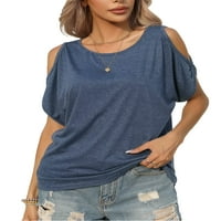 Ženska ljetna majica s kratkim rukavima s okruglim vratom radna Majica Povremeni pulover u plavoj boji