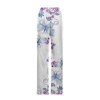 Ženske hlače Casual hlače s elastičnim pojasom s printom široke hlače ljubičaste boje;