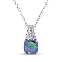 Sterling Silver Rhodium pozlaćen je stvorio Mystic Topaz i White Topaz privjesak