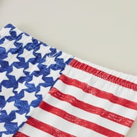 Komplet hlača za Dan neovisnosti za djevojčice, majica kratkih rukava s natpisima, lepršave hlače sa zvjezdanim