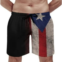 Muške Vintage kupaće gaće s nacionalnom zastavom Portorika, ljetne Muške kratke hlače s džepovima, brzo sušeći