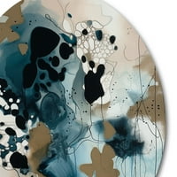 _ Plavi apstraktni odsjaji _ apstraktna Metalna kružna zidna umjetnost - disk