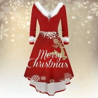 Božićne haljine za žene, Ženska haljina s olovkom u retro stilu s rufflesima u lubenici u crvenoj boji, a-List,