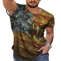 Muške pripijene majice s printom životinja, Američka majica s printom od 3 inča, pulover kratkih rukava 4. srpnja