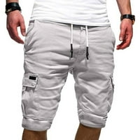 Muške teretne kratke hlače u A-listi, muške izdržljive, labave, platnene radne teretne kratke hlače u bijeloj