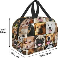 Kolaž različitih pasa kućnih ljubimaca torba za ručak kompaktna torba Slatka životinja za višekratnu upotrebu