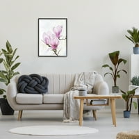 Zapanjujuće cvjetajuće magnolije, ružičasti cvjetovi, botaničko i cvjetno slikarstvo, umjetnički tisak u crnom