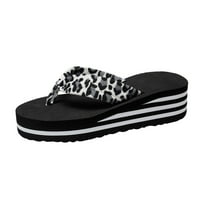 Puawkoer Fashion Women Summer Slip na leopard printu udobne cipele plaža otvoreni nožni prst za prozračne sandale