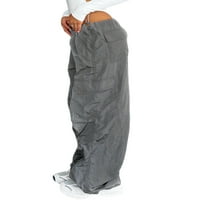 Inevene žene teretne hlače za zatvaranje patentnih gumba za zatvaranje čvrste labave hlače s džepovima