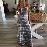 Sundresses za žene maxi haljina za žene plus grafički predimenzioniran ležerni bez rukava v vrat cami špageti