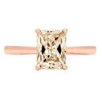 2. CT Brilliant Smaragd Cut Clear Simulirani dijamant 18K ružičasti zlatni prsten SZ 8.25