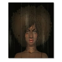 Dizajnirati 'Portret Afro American Woman III' Moderni tisak na prirodnom borovom drvu