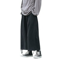 Muške lanene hlače modno povremeni tiskani laneni džep čipkaste hlače velike veličine hlače