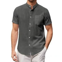 Odeerbi muške čvrste košulje u boji ležerne kratke rukave majice majice majice vrhovi tamno siva