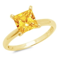 2-karatni žuti prsten s prirodnim citrinskim rezom princeza od žutog zlata 18K, veličina 8