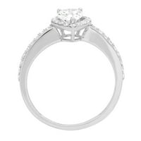 0. CT Brilliant Cut Clear Clear Simulirani dijamant 18K bijelo zlato Halo pasijans s naglascima RING SZ 4,25