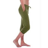 Ženski Capri, ležeran, udoban, moderan, jednobojan, visokog struka i džepova, Plus veličina, mekane elastične