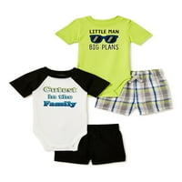 Ganimals Baby Boy Grafički bodi i set odjeće za kratke hlače, 4-pack