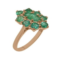 Britanci su napravili 9k ružičasti zlatni prsten s prirodnim smaragdnim ženskim izjavama - Opcije veličine - Veličina