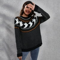 Apepalni ženski džemperi kardigan džemperi za žene ženski halloween duh raglan dugi rukavi okrugli vrat izrezan
