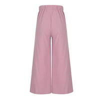 Jesenske hlače s lumenom, ženske modne casual lagane jednobojne hlače s džepovima, široke hlače pune duljine