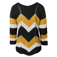 Džemperi za žene, ženski modni pleteni džemper s okruglim vratom s dugim rukavima u boji, žuti
