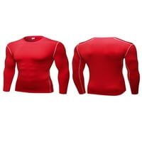 Muška sportska majica dugih rukava, majica za mišiće, majica za kompresiju, majica za vježbanje, crvena majica