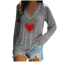 Džemper s okruglim vratom za žene, ženska modna ležerna široka bluza s printom za Valentinovo, pulover s izrezom